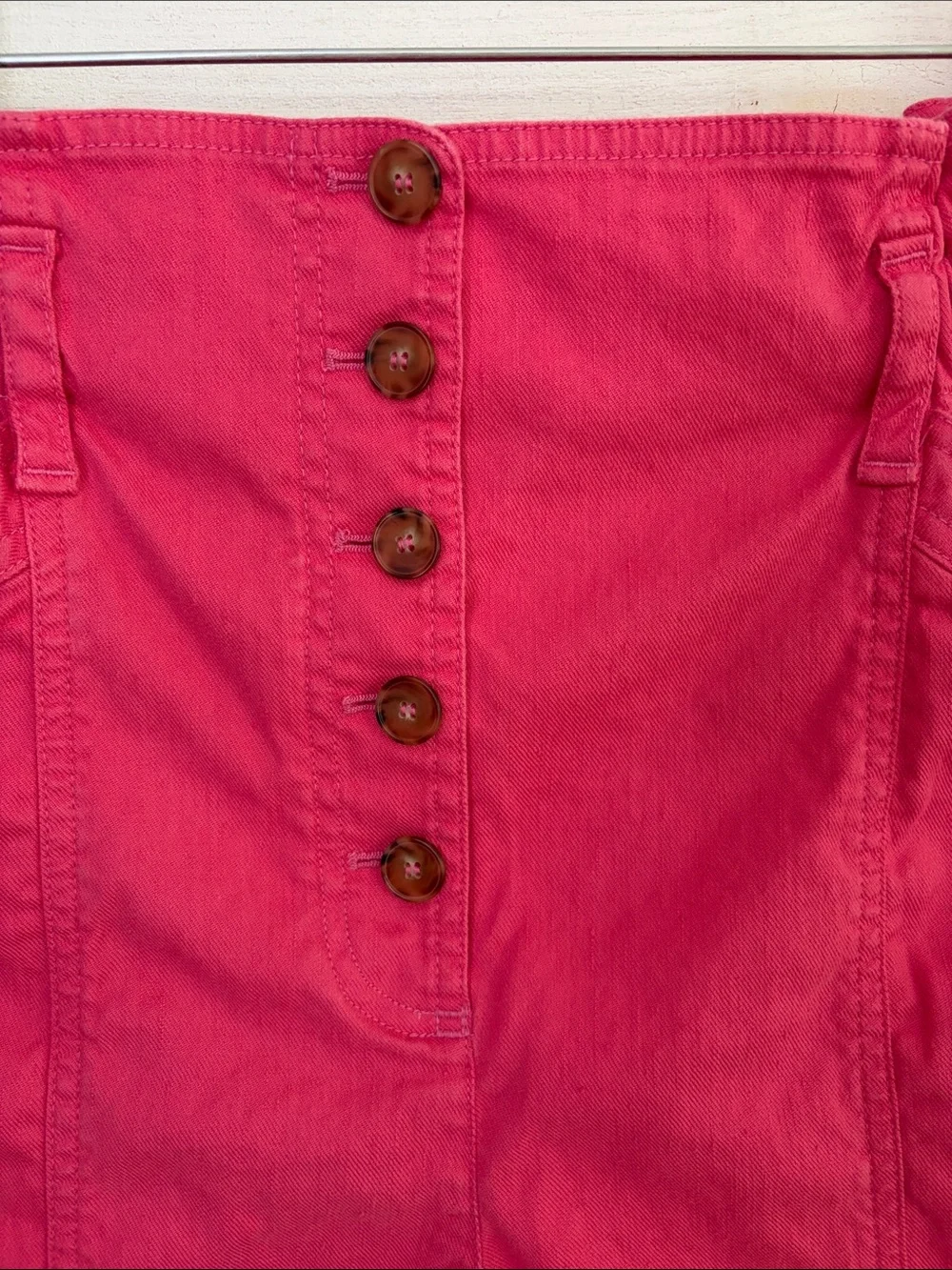 Sézane Arthuro Bright Pink High Waist Button Front Linen Trousers Pants Size 6